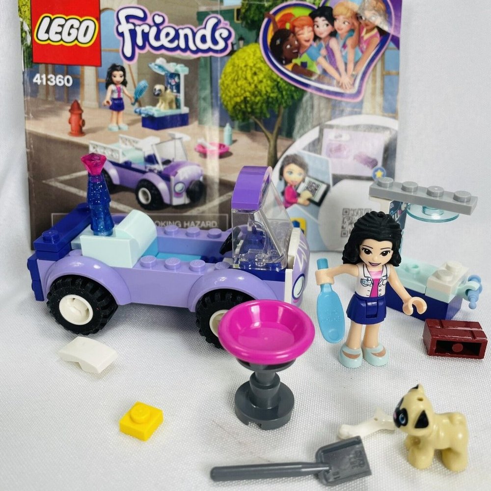 Lego Friends #41360 Emmas Mobile Vet Clinic Incomplete Figure Dog Car Purple